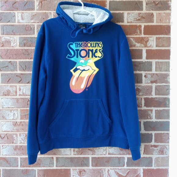 Rolling Stones blue graphic hoodie Size Large - Picture 1 of 9